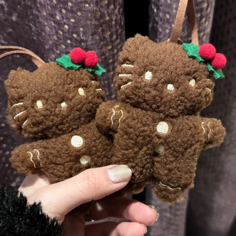 Brown Gingerbread Man Christmas kitty Bag Jewelry Key Hanging