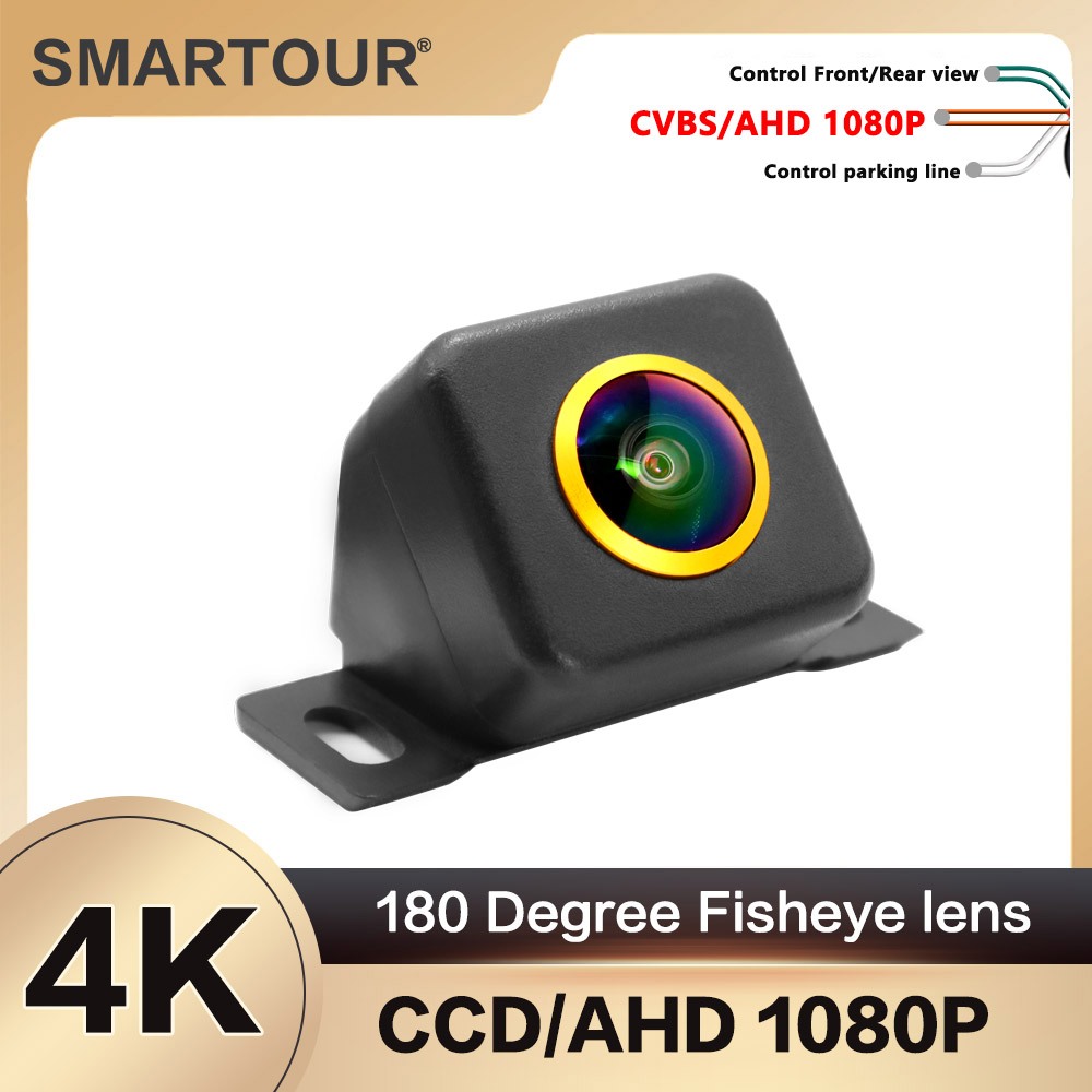 Smartour Universal AHD 1080P 180 องศา Fisheye เลนส์กล้องสํารองยานพาหนะย้อนกลับสํารองแบบไดนามิกรถด้าน