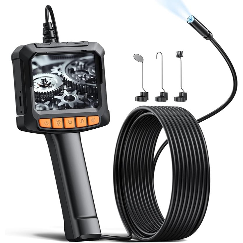 กล้องเอนโดสโคปอุตสาหกรรม 2.4 ดิจิตอลมือถือตรวจสอบรถ Borescope IP67 กันน้ํา HD1080P 8 มม. 8LEDS สําหรับท่อระบายน้ําท่อ