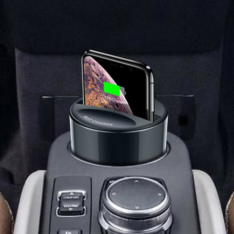 Car Wireless Charger Dock Pad Car Cup Holder แท่นชาร์จพร้อมพอร์ตชาร์จ USB