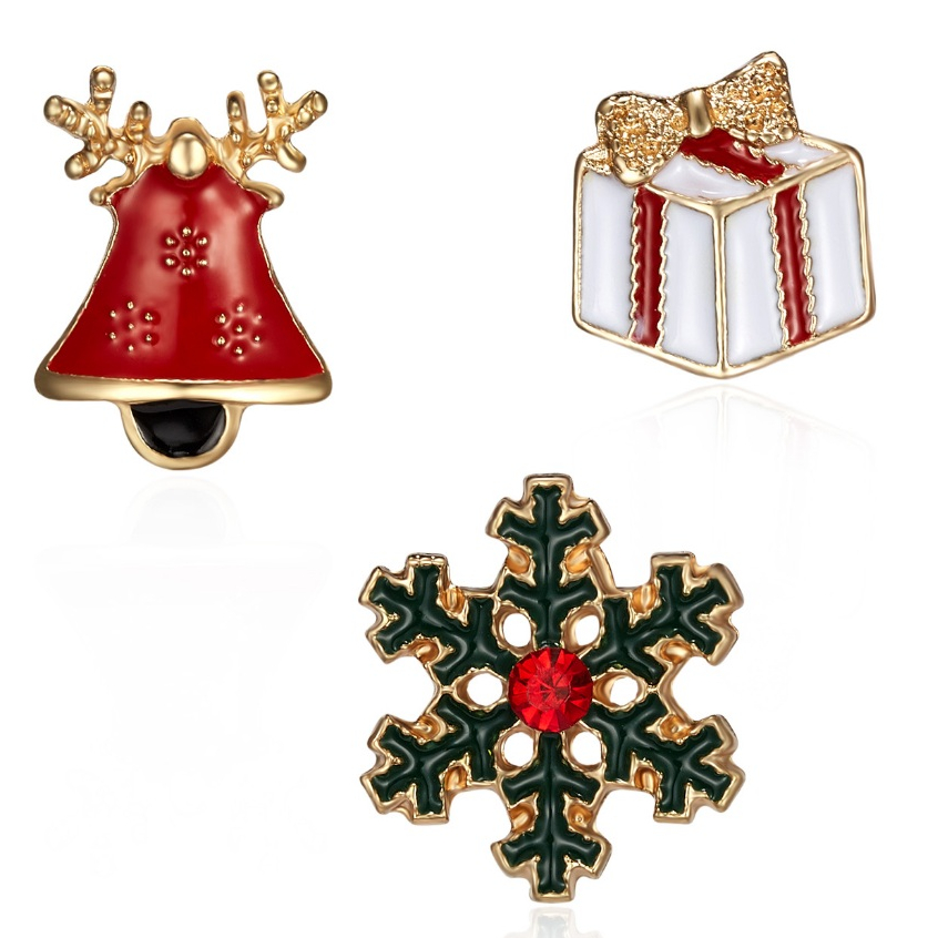 3 ชิ้น/เซ็ต Merry Chrismas Christmas Tree เข็มกลัด Pins Elk Snowflake Santa Claus เข็มกลัด Anti Glare Breastpins ผู้หญิงป้ายเสื้อผ้ากระเป๋าอุปกรณ์เสริม Xmas ของขวัญวันหยุดฉลอง Party
