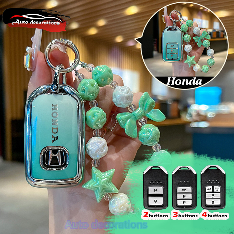 พวงกุญแจสีเขียวไล่ระดับฮอนด้าสําหรับ Honda Accord 2013 city Jazz CR-V civic fc-fk ที่หุ้มกุญแจ Honda เคสกุญแจรถ