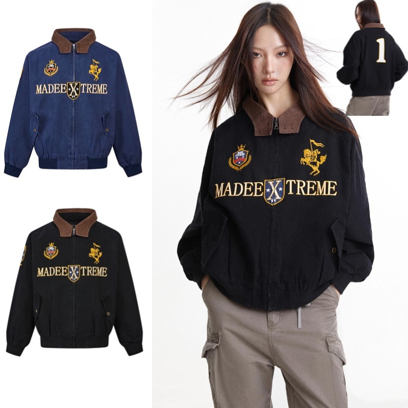 Asrv เสื้อแจ็คเก็ตปักลายย้อนยุคฤดูใบไม้ร่วงสําหรับผู้ชายและผู้หญิงเสื้อแจ็คเก็ต ฮาร์ริ่งตัน ระดับไฮเอนด์สไตล์อเมริกันสตรีท