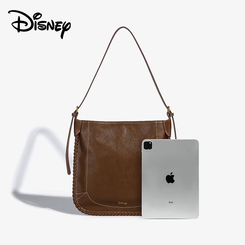 Disney ของแท้ Mickey Co-Branded Series หรูหรา Retro กระเป๋าสะพายอินเทรนด์ Niche Design แฟชั่นขนาดใหญ่-ความจุ Commuter Lad