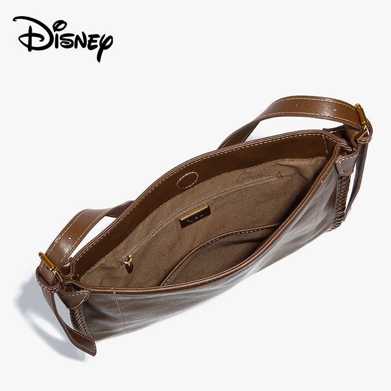 Disney ของแท้ Mickey Co-Branded Series หรูหรา Retro กระเป๋าสะพายอินเทรนด์ Niche Design แฟชั่นขนาดใหญ่-ความจุ Commuter Lad