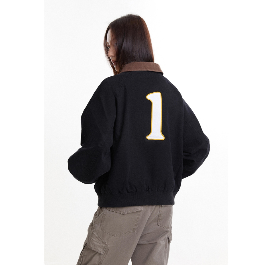 SUIKONE Suicon เสื้อแจ็คเก็ต Harrington ระดับไฮเอนด์สไตล์อเมริกันฤดูใบไม้ร่วงผู้ชายและผู้หญิงเสื้อโค้ทปักลายย้อนยุค — صورة 8