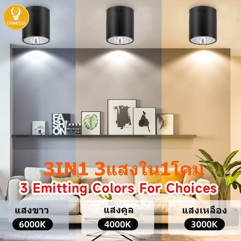 โคมไฟดาวน์ไลท์ ติดลอย โคมไฟดาวน์ไลท์ ติดลอยเกี่ยวกับขั้ว E27 Downlight LED โคมดาวน์ไลท์ติดลอย ทรงกลม ขั้ว E27 สีดำ 3.5นิ้ว 4นิ้ว ทรงกลมเเละเหลี่ยม  สำหรับห้องนั่งเล่นห้องครัวและร้านค้า - รูปที่ 2