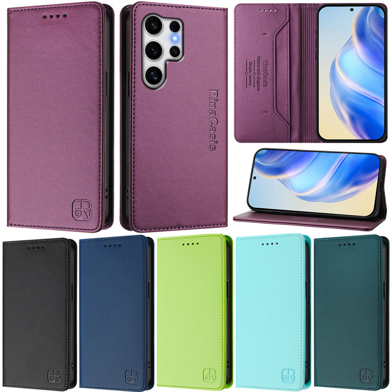 SAMSUNG หรูหราสําหรับSamsung Galaxy S24 FE A36 A26 A56 A16 A17 A07 A06 M35 5G S25 Edge S24 Ultra S25 Ultra S24 Plus S25 Plusแม่เหล็กล็อคกระเป๋าสตางค์นุ่มPUหนังฝาครอบกรณี