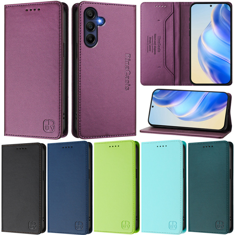SAMSUNG หรูหราสําหรับsamsung Galaxy A55 A35 A15 A25 M55 C55 M15 F15 M54 F54 M34 F34 M14 F14 M53 M52 M33 5G A15 4Gแม่เหล็กล็อคกระเป๋าสตางค์นุ่มPUหนังกรณี