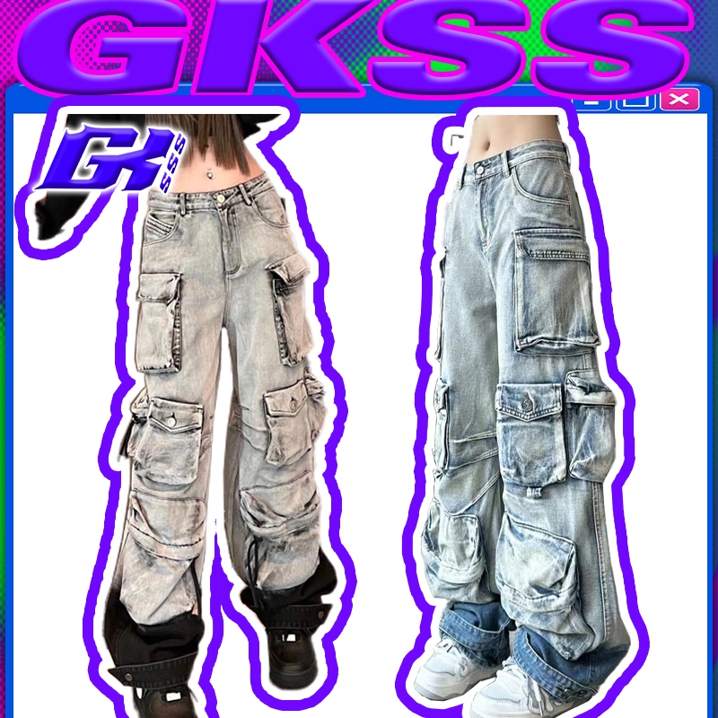 GKSSS   "Blend Cargo Jeans" กางเกงยีนส์คาร์โก้แต่งสีเฟดและกระเป๋าใช้งานได้จริงแบบจัดเต็ม