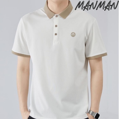MANMAN ชายเสื้อคอปกแขนสั้นธุรกิจลำลองหลายสีให้เลือก