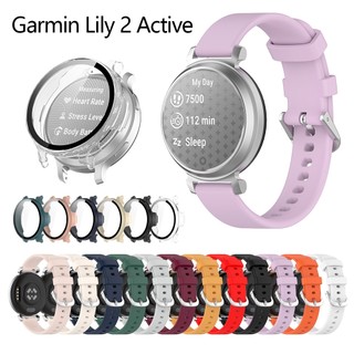 สําหรับ Garmin Lily 2 Active strap case กระจกนิรภัยป้องกันหน้าจอใหม่ smart watch band strap
