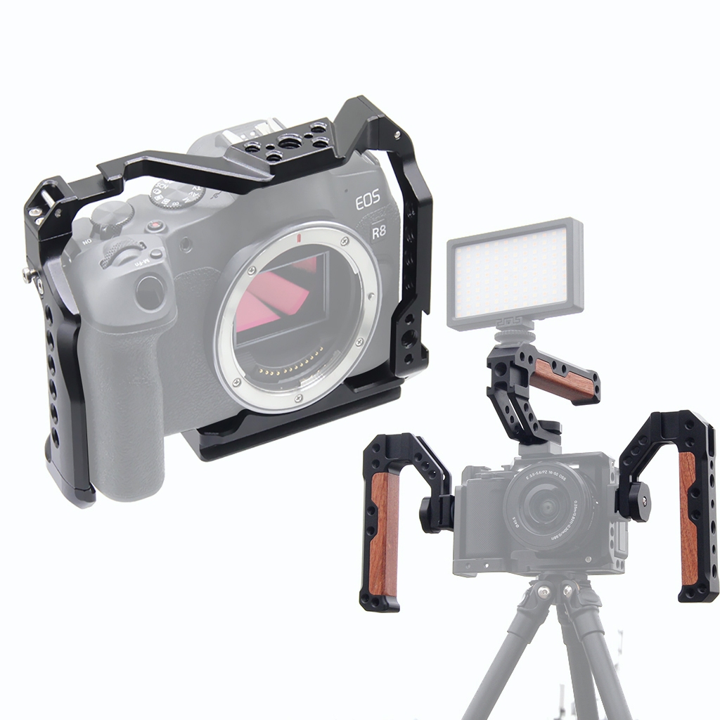 Novelgoal กรงกล้อง พร้อมสกรู 3/8 นิ้ว 1/4 นิ้ว สําหรับ Canon EOS R8 SLR