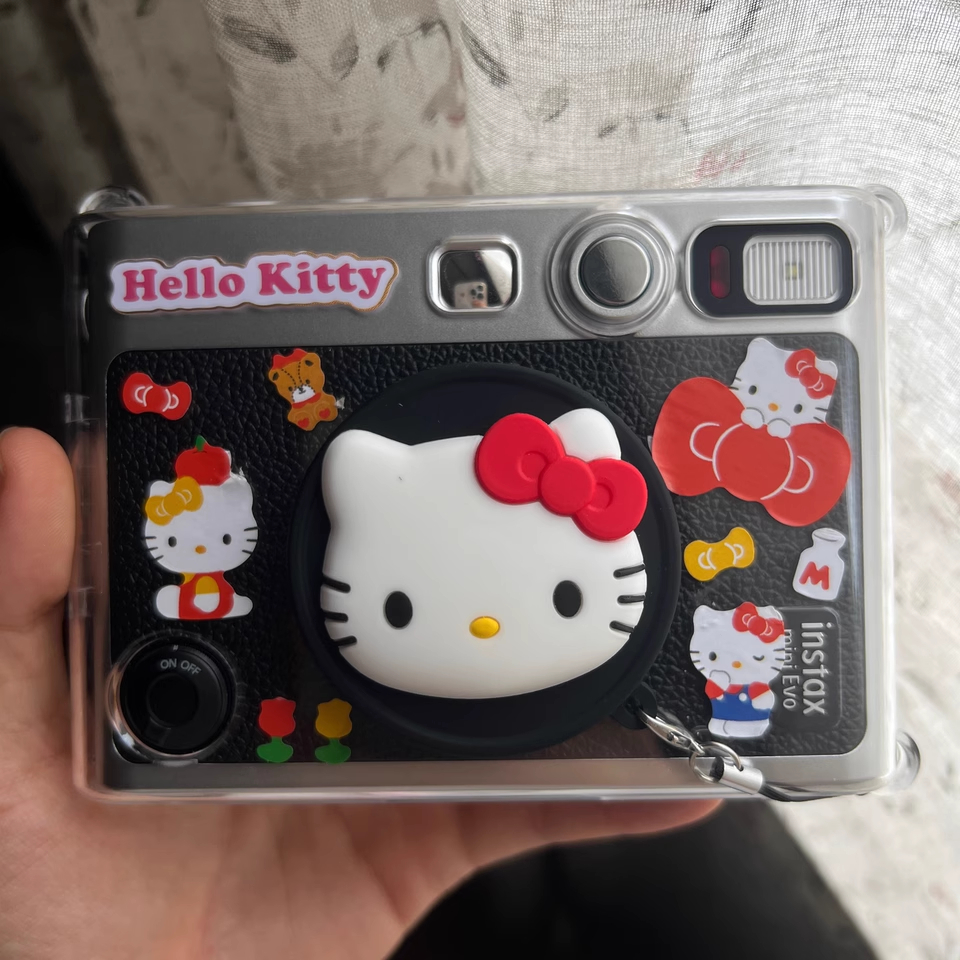 ภาพประกอบหลายสีเหมาะสําหรับ Fujifilm Instax Mini Evo พร ้ อมฝาครอบเลนส ์ ซิลิโคนป ้ องกันกล ้ องการ ์ ตูน