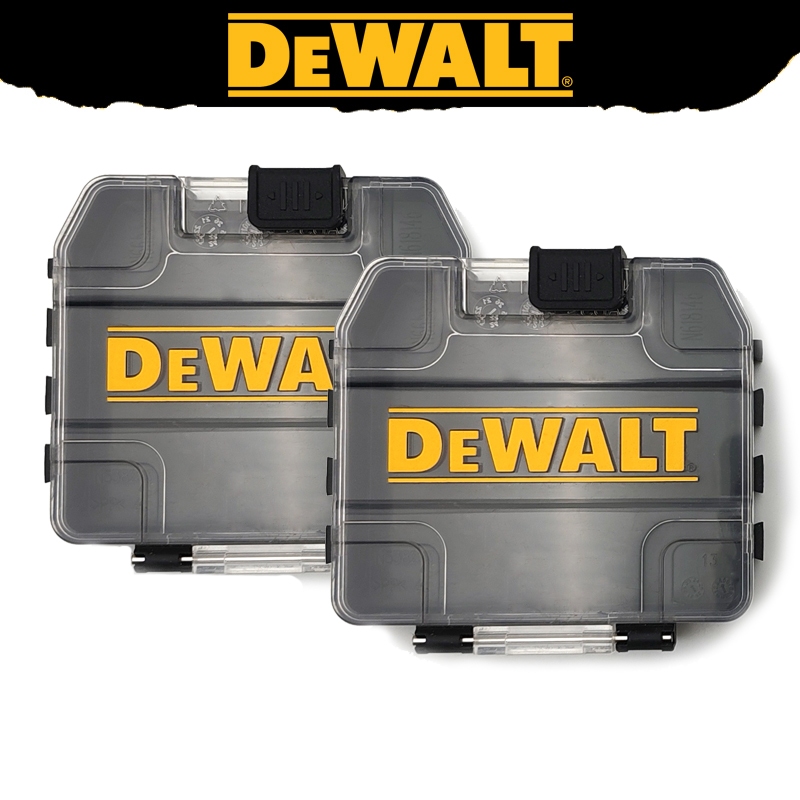 Dewalt TSTAK Mini Tough Case สีดําขนาดเล็ก Stackable ที่ถอดออกได้กล่องเครื่องมือเก็บเจาะ Bits เครื่องมืออุปกรณ์เสริมกล่อง 2 ชิ้น