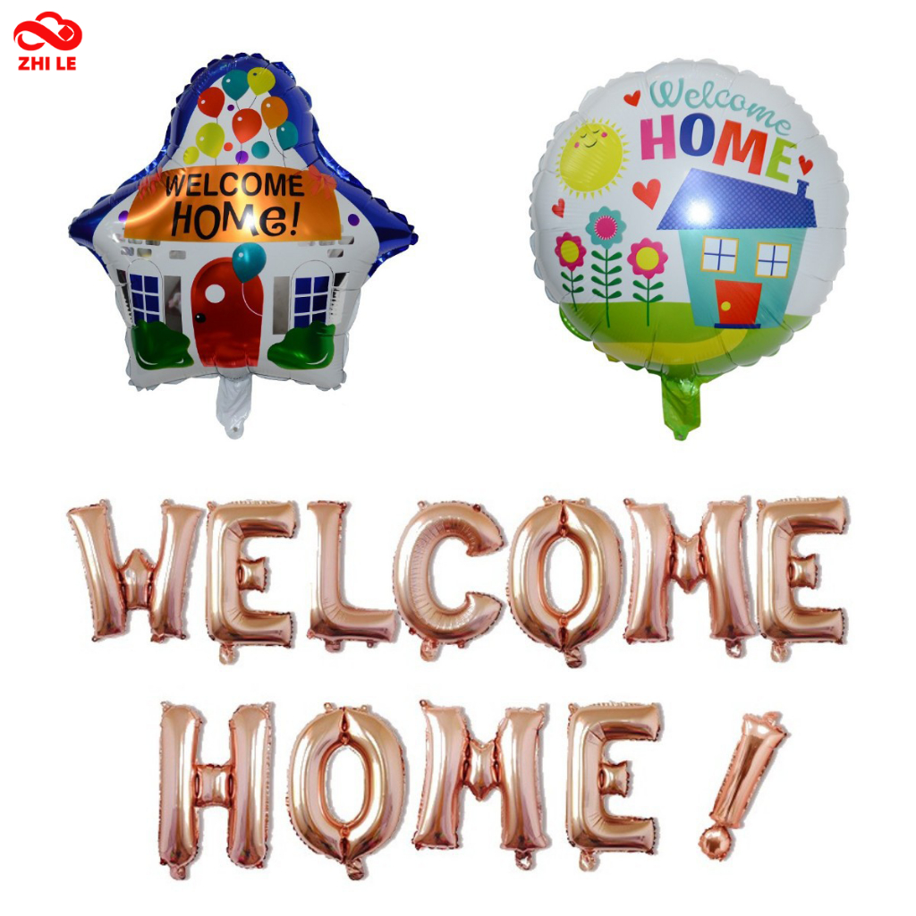 ลูกโป่งอลูมิเนียมฟอยล์ตัวอักษร 16 นิ้ว WELCOME HOME ชุดปาร์ตี้ ลูกโป่งตกแต่ง ชื่อคําตัวเลขตัวอักษร