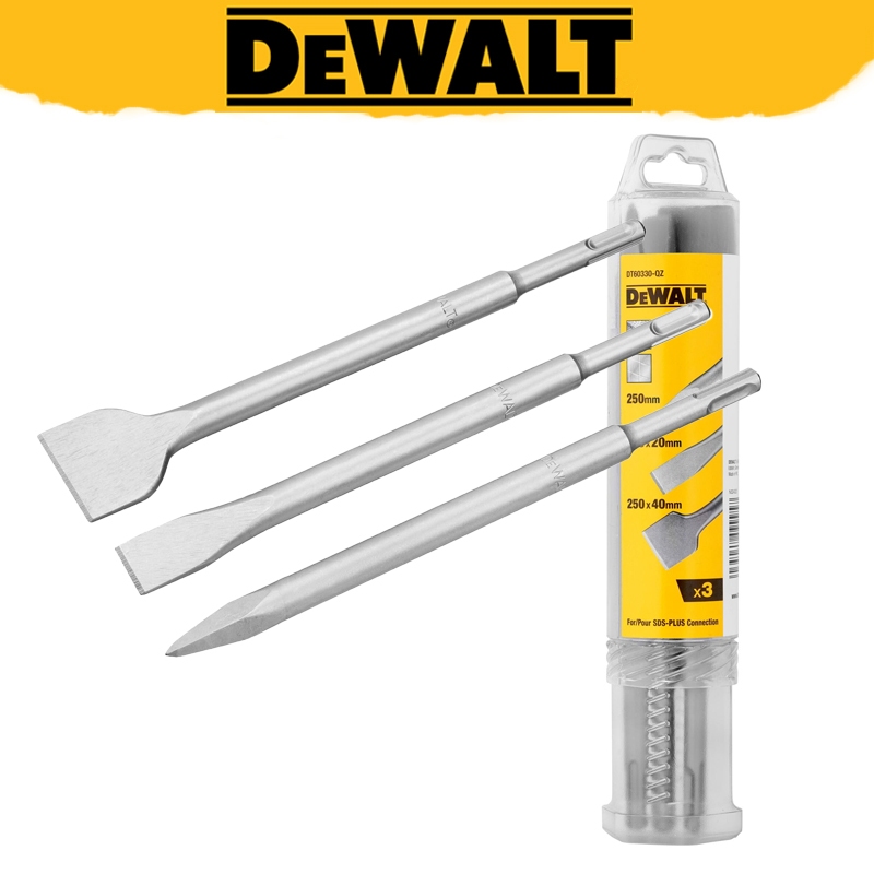 Dewalt DT60330 SDS Plus Chisel ชุด 3 ชิ้นแบน Chisels Pointed Chisel Channeling Tasks มัลติฟังก์ชั่นท