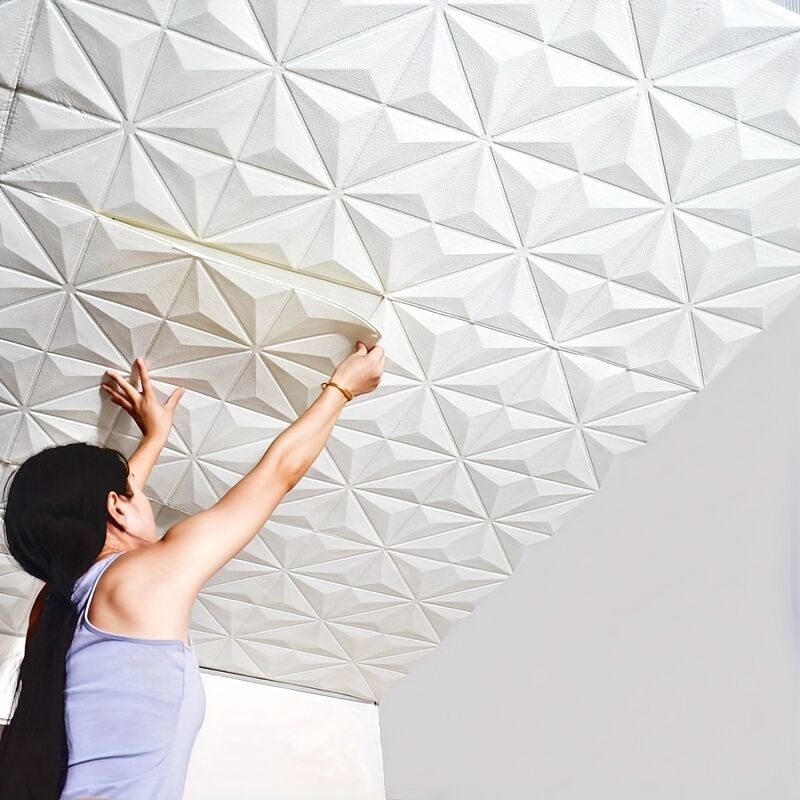 สติกเกอร์วอลเปเปอร์ติดผนัง หลังคาหนา ลาย 3d มีกาวในตัว สําหรับติดตกแต่งผนังห้องนอน ห้องนั่งเล่น