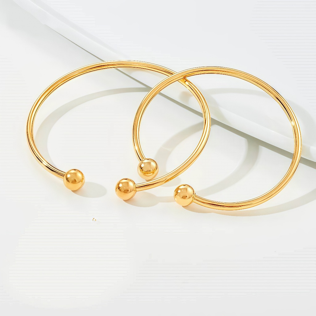 Retro Simple เปิดสร้อยข้อมือสแตนเลส All-Match อารมณ์ลูกปัดทองขนาดเล็กสร้อยข้อมือลูกปัดคู่แฟชั่น Glossy ธรรมดาวงกลมสร้อยข้อมือเครื่องประดับ - รูปที่ 6