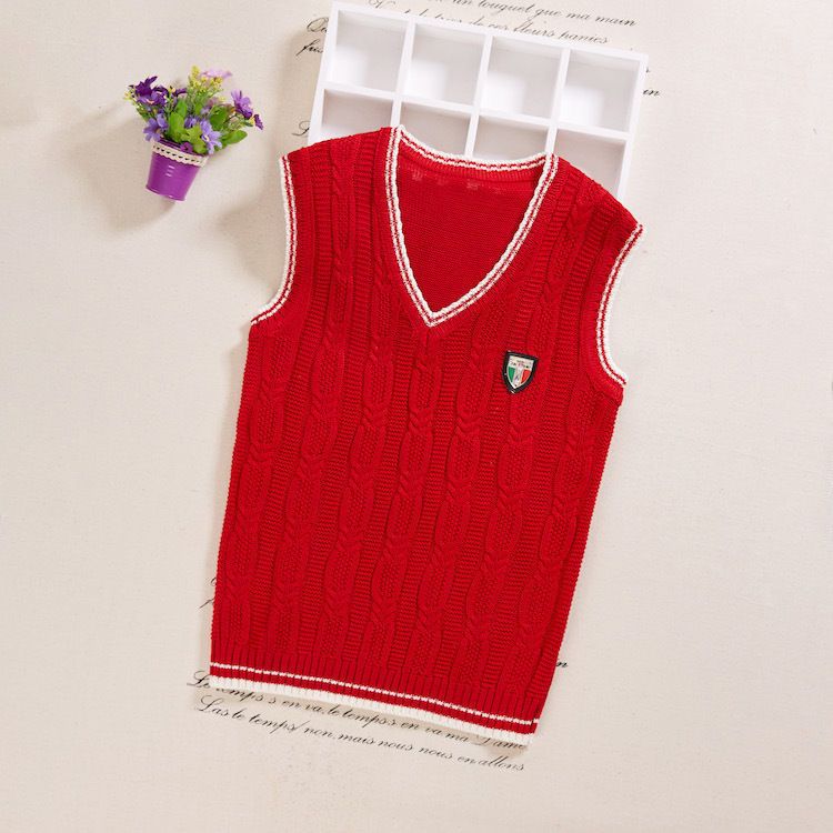 Children's knitted vest cotton sleeveless sweater for boys and girls 3-13Y