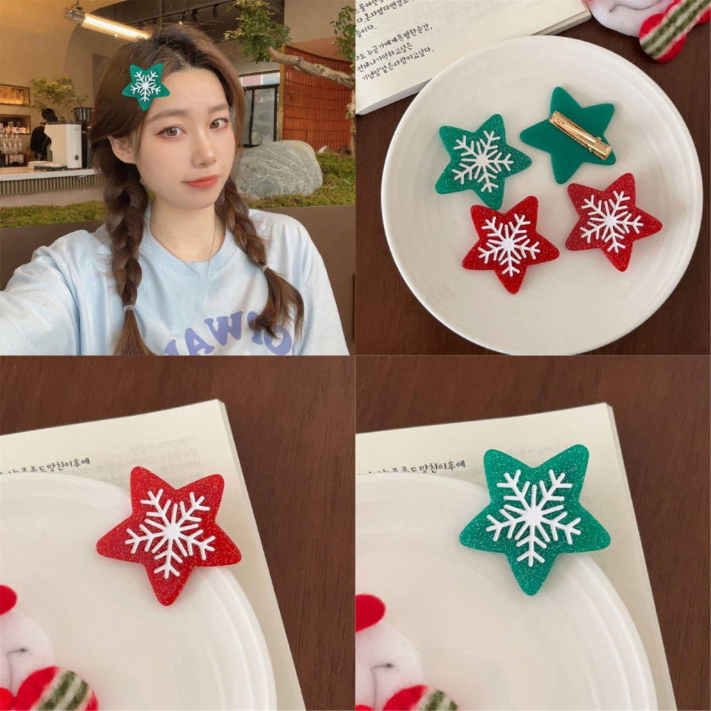 Alia Christmas Tree Snowflake กิ๊บติดผม Glitter Hairpin สําหรับผู้หญิงสาวสุภาพสตรี
