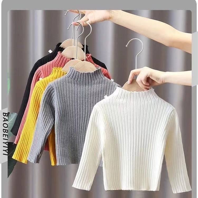 เสื้อกันหนาวเด็กครึ่งคอเต่า จุดต่ําสุด เสื้อสไตล์ใหม่ชายหญิงแฟชั่นสีทึบถัก