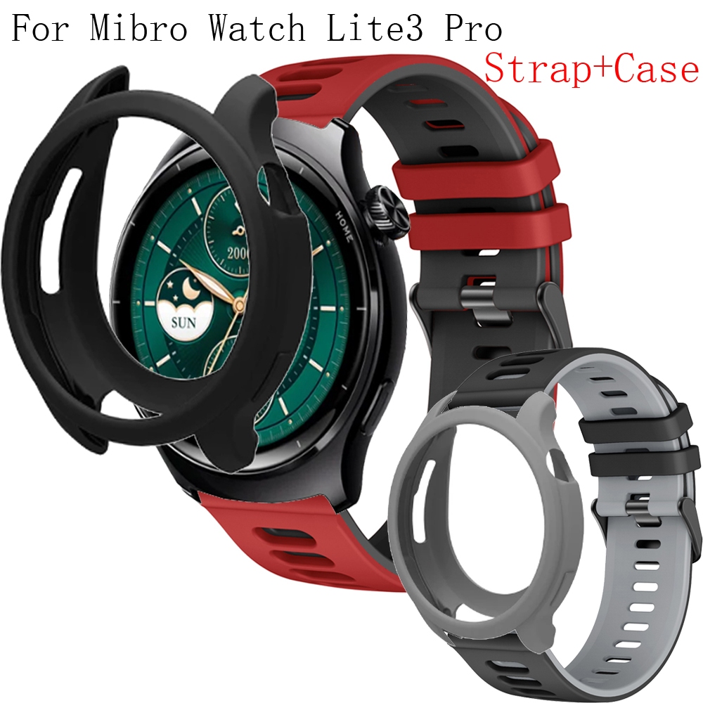 กรณี + สายคล้องคอสําหรับ Mibro นาฬิกา Lite3 Pro ฝาครอบเปลี่ยนสายรัดข้อมือซิลิโคนสําหรับ Mibro นาฬิกา Lite 3 Pro สร้อยข้อมือเกราะป้องกัน