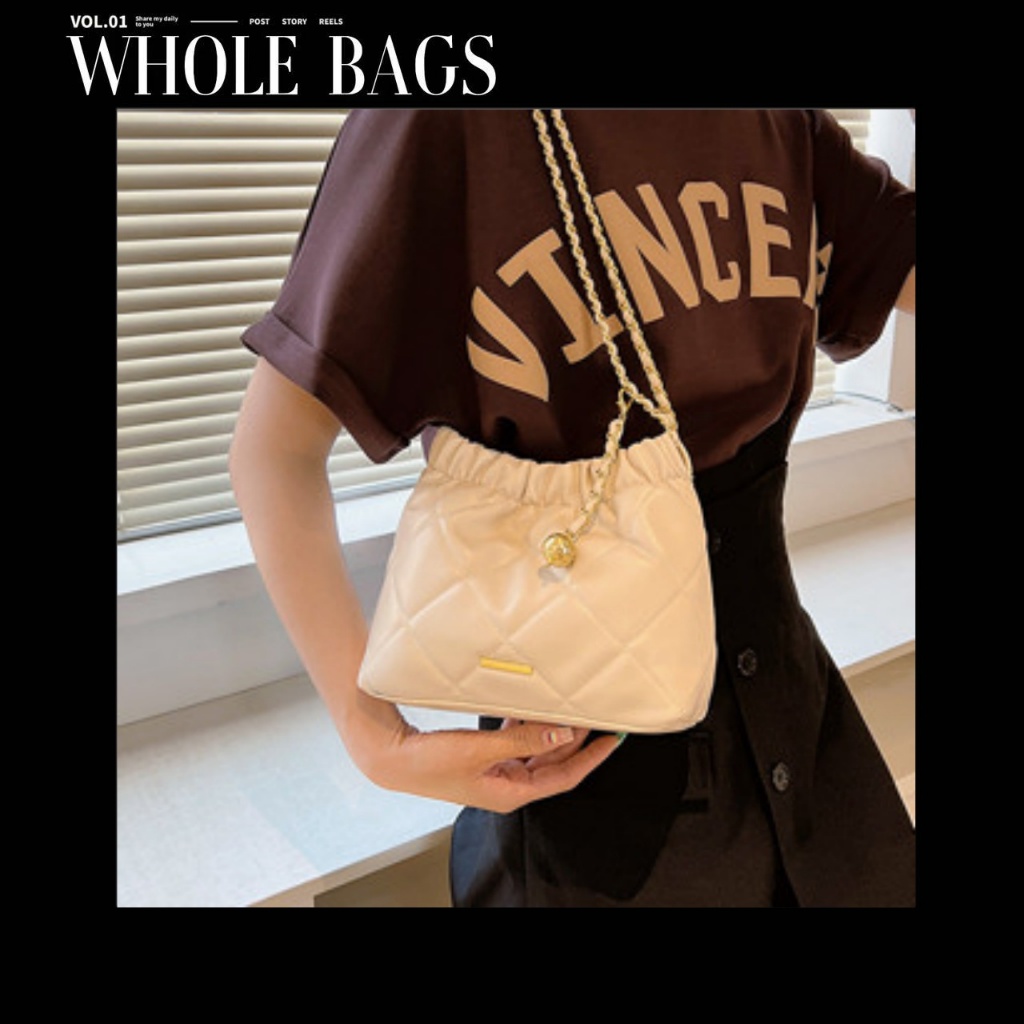 Jisoo Bag กระเป๋าหนังแฟชั่นสะพายไหล่สายโซ่สีทองถัก น้ำหนักเบา สามารถจุของได้เยอะ หนังนุ่ม