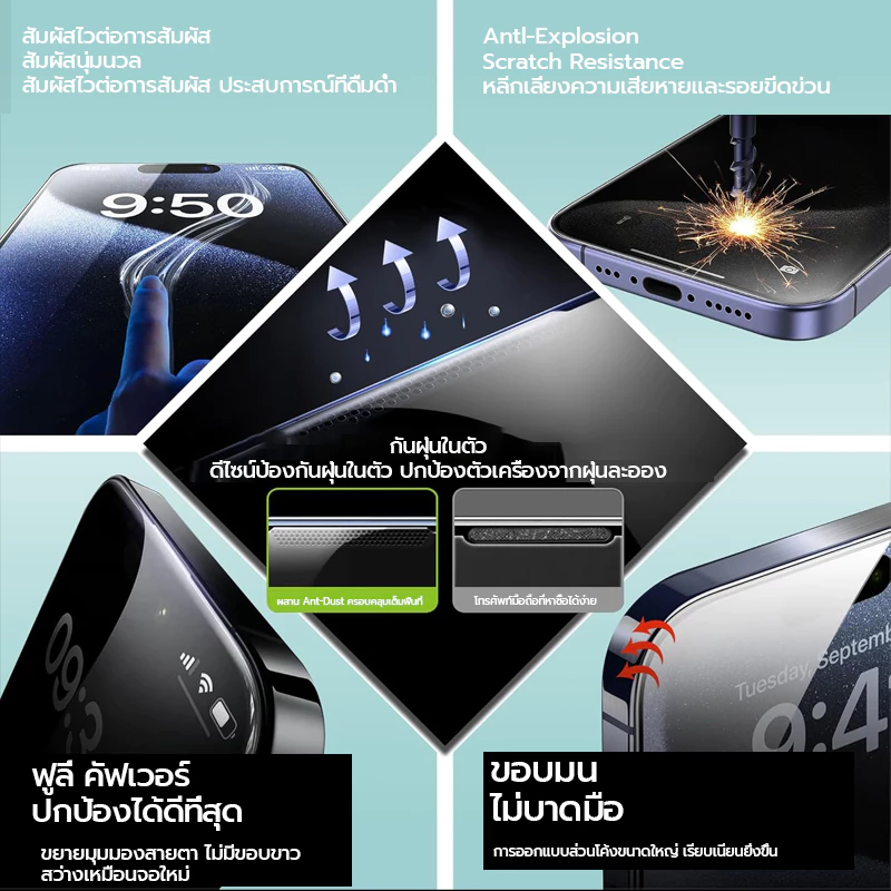 OSGEERป้องกันหน้าจอสําหรับ ไอโฟน 18 17 16 15 14 13 12 11 Pro Max[ความต้านทานแรงกระแทกแรงกระแทกสูง & 9ชม.+ ความแข็ง] กระจกนิรภัยป้องกันหน้าจอครอบคลุมเต็มรูปแบบติดตั้งง่าย thumbnail 3