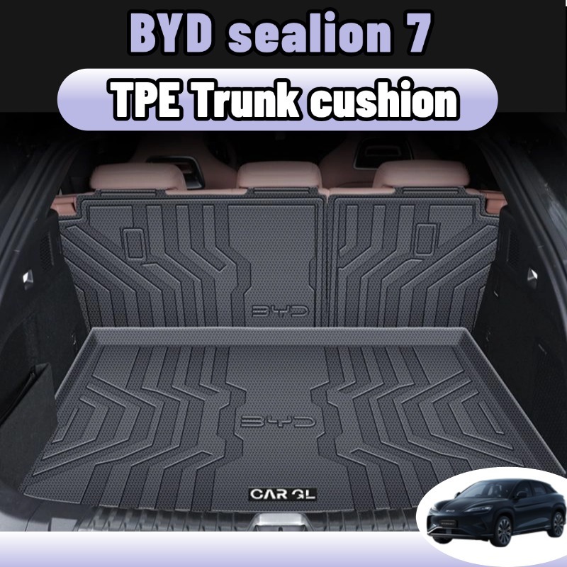 Byd sealion 7 ถาดหลังรถ เสื่อท้ายรถ พรมปูพื้น tpe/xpe ป้องกันรอยขีดข่วน และทนต่อการสึกหรอ ประดับยนต์ boot tray ของแต่งรถยนต