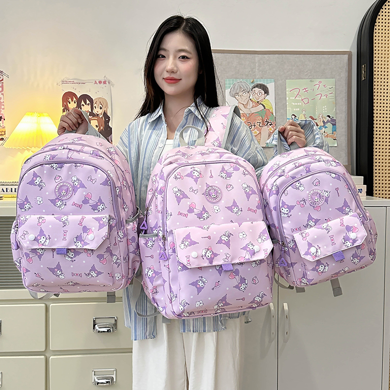 พร้อมส่ง กระเป๋าเป้สำหรับผู้หญิง ลาย Kuromi และ Cinnamoroll เหมาะสำหรับนักเรียนวิทยาลัย