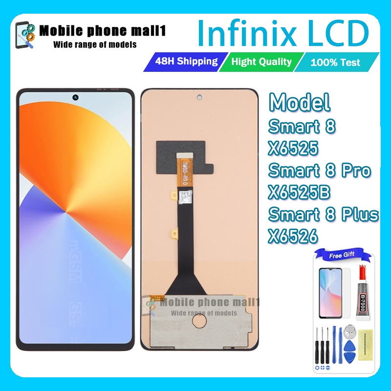 สําหรับ Infinix Smart 8 (X6525)/Smart 8 Pro (X6525B)/Smart 8 Plus (X6526) ชุดสัมผัสหน้าจอ LCD