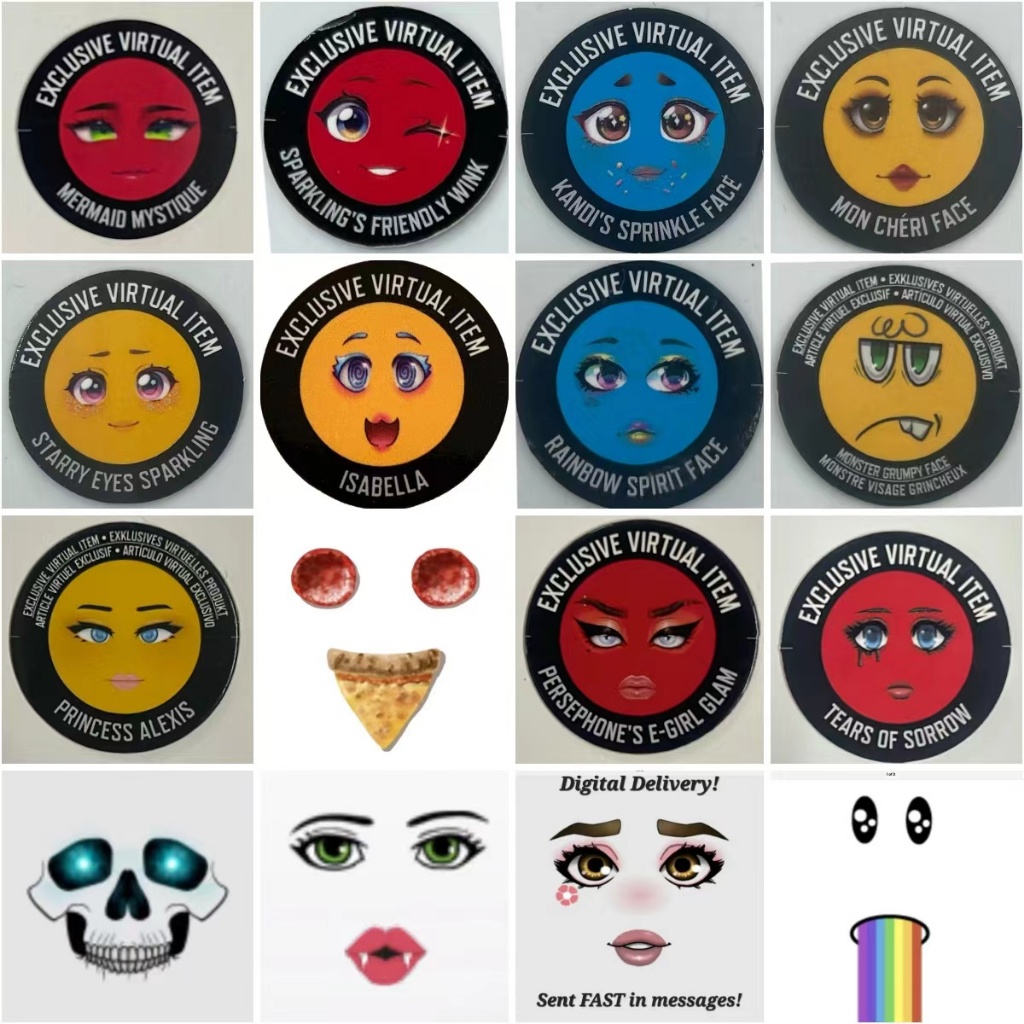 Roblox face code collection Roblox face code บัตรหน้ากายพร้อมของเสมือนจริง รหัสหน้าส่งดิจิทัล