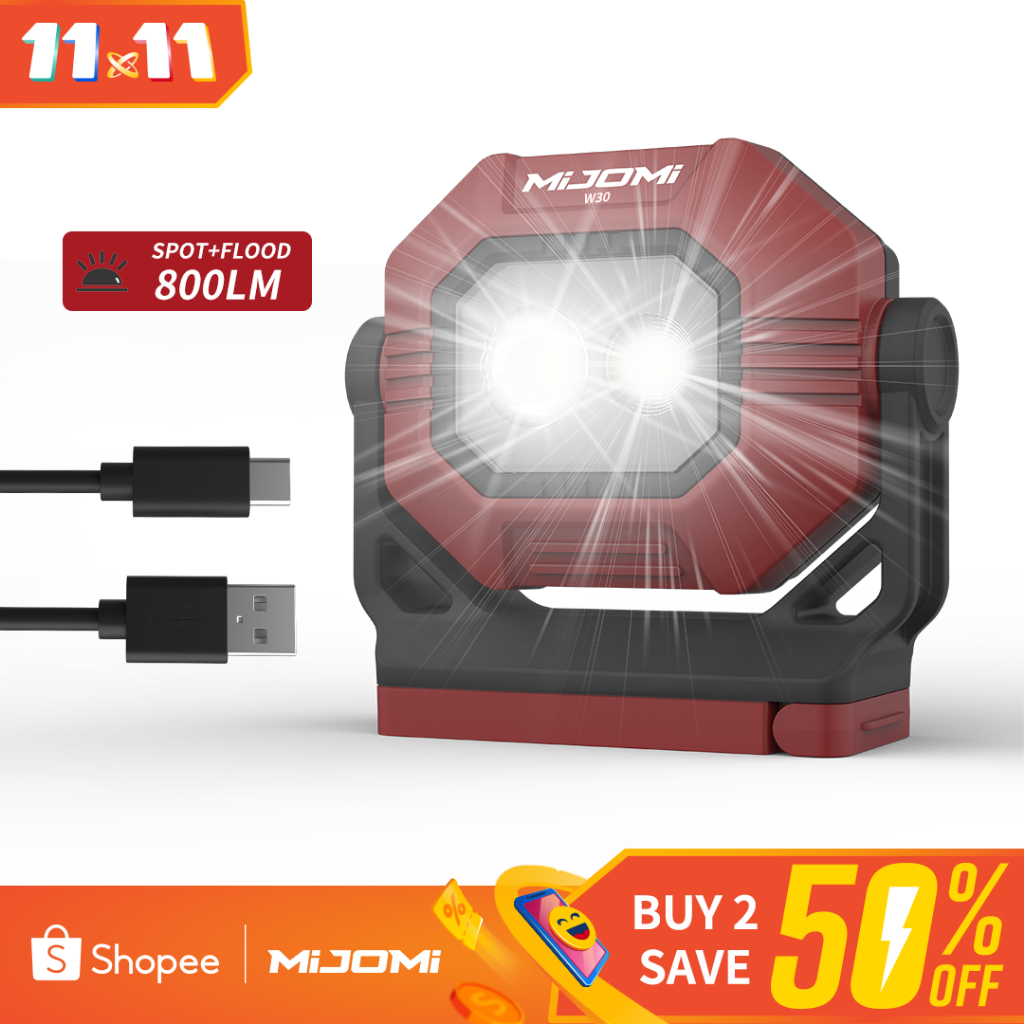 Buy 2 save 50%!!! Mijomi W30 Camping Light 1500mAh 800 Lumens COB ทํางานแม ่ เหล ็ กฐานขาตั ้ งและตะขอ IPX5 ไฟฉายกันน ้ ําแบบชาร ์ จไฟได ้ ไฟฉายสําหรับไฟ LED กลางแจ ้ ง Christmas gift