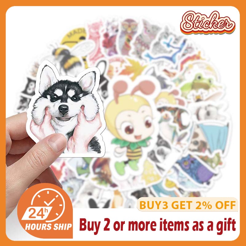 50pcs สัตว์สติกเกอร์การ์ตูน Graffiti DIY โทรศัพท์แล็ปท็อปกระเป๋าเดินทางเครื่องเขียนจักรยานกีตาร์ Decals