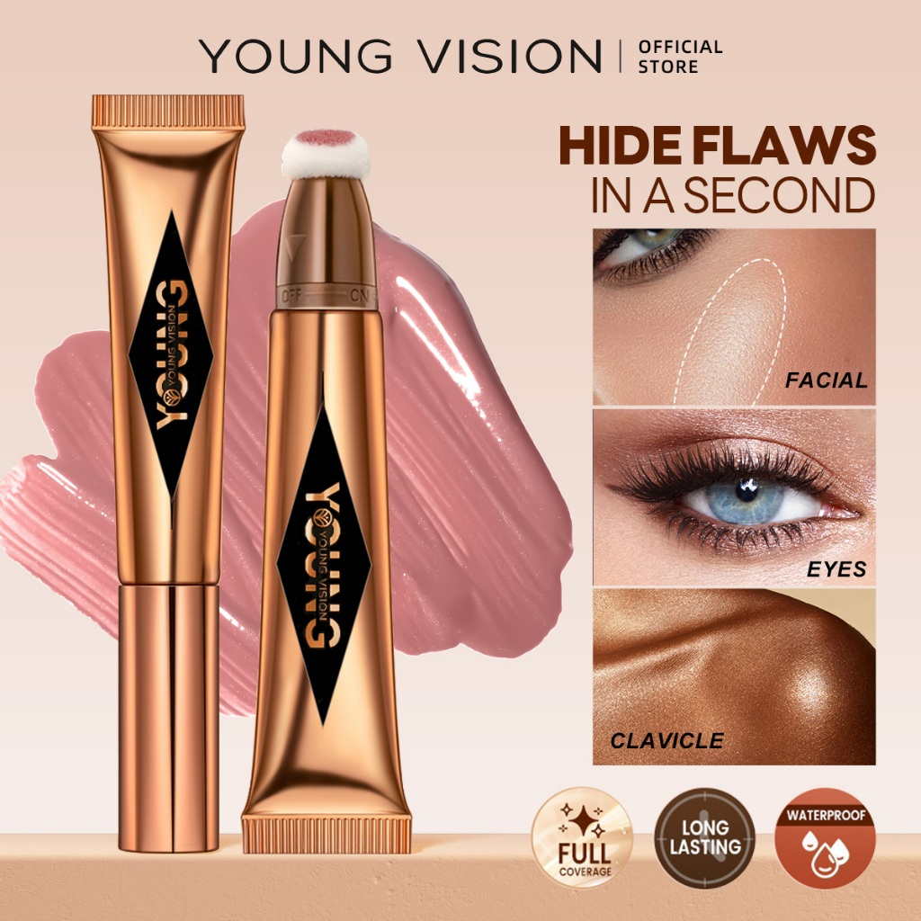 YOUNG VISION แท่งคอนโทว์ บลัช และ ไฮไลท์ แอคชั่นแคชั่น เมคอัพลิควิดบลัชออนหลากสี