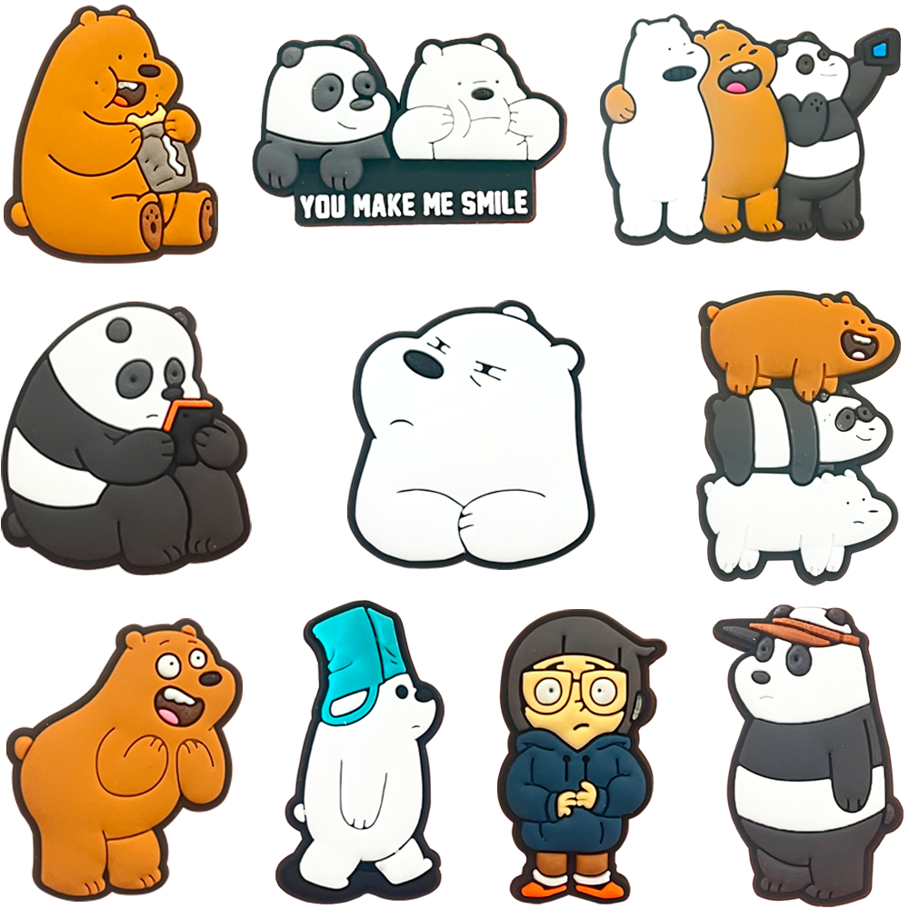 .charms รองเท้า ดีไซน์การ์ตูนอนิเมะ Naked Bear ทำจากวัสดุ PVC