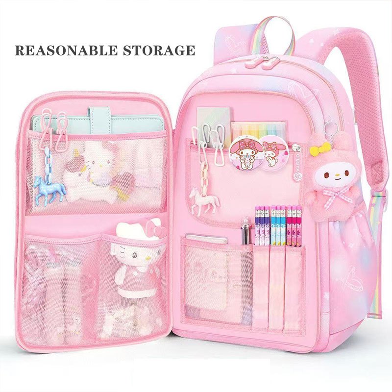 กระเป๋าเป้สะพายหลัง กระเป๋านักเรียน ขนาดใหญ่ จุของได้เยอะ เกรด 1-6 สําหรับเด็กประถม - รูปที่ 4