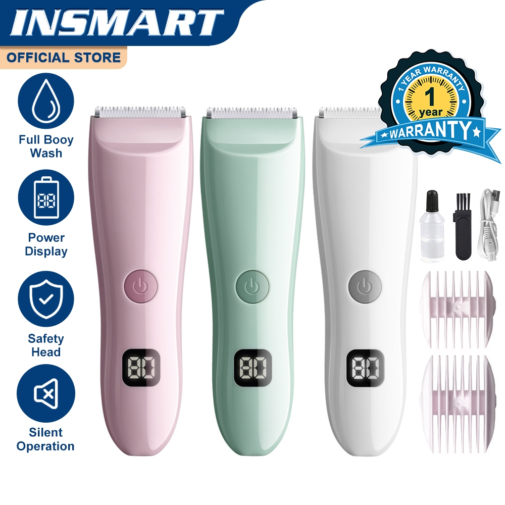 Insmart ปัตตาเลี่ยนตัดผมเด็ก Mini Baby Hair Trimmer ปัตตาเลี่ยนตัดผมไฟฟ้ากันน้ํา USB ชาร์จปลอดภัยและไม่เจ็บปวด