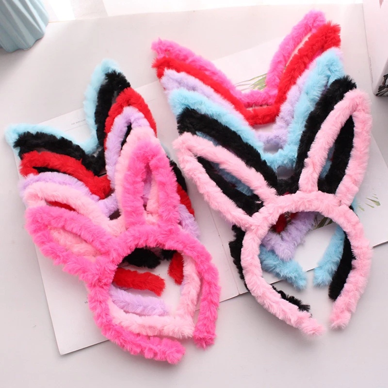 Candy ที่คาดผมหูกระต่าย Plush Rabbit Ear Hair Band กระต่ายน่ารักหูผู้หญิง Wash Face Headband