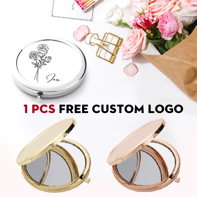1ชิ้นฟรีส่วนบุคคลกระจกขนาดกะทัดรัดที่กําหนดเองกระเป๋ากระจกแต่งหน้าแต่งงานโปรดปรานแขกพับกระจกแต่งงานของที่ระลึกเจ้าสาวของขวัญ