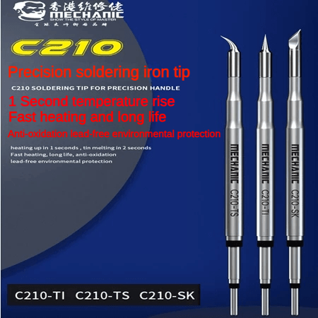 MECHANIC C210C ปลายหัวแร้งยาวแบบบูรณาการไร้สารตะกั่ว - เครื่องทําความร้อนภายในที่มีความแม่นยํา, แกนป