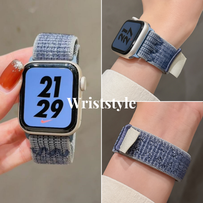 กีฬาไนลอนสายนาฬิกาสําหรับ Apple Watch S10/9/8/7/6/5/4/3/2/1 SE2 ULTRA breathable เปลี่ยนสร้อยข้อมือสําหรับ iwatch 49 มม.46 มม.45 มม.44 42 41 40 38 สาย Velcro สีใหม่