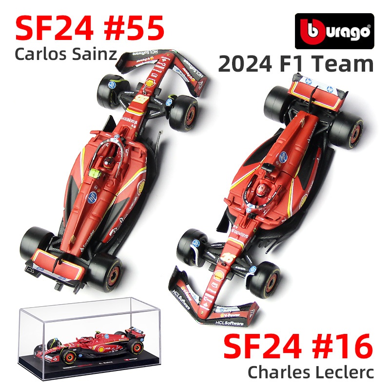 Bburago 1:43 F1 2024 Ferrari SF24 #16 Charles Leclerc RB20 #1 Max Verstappen W14 RB19 W13 Formula One Diecast Alloy Model Toys Collection Gifts