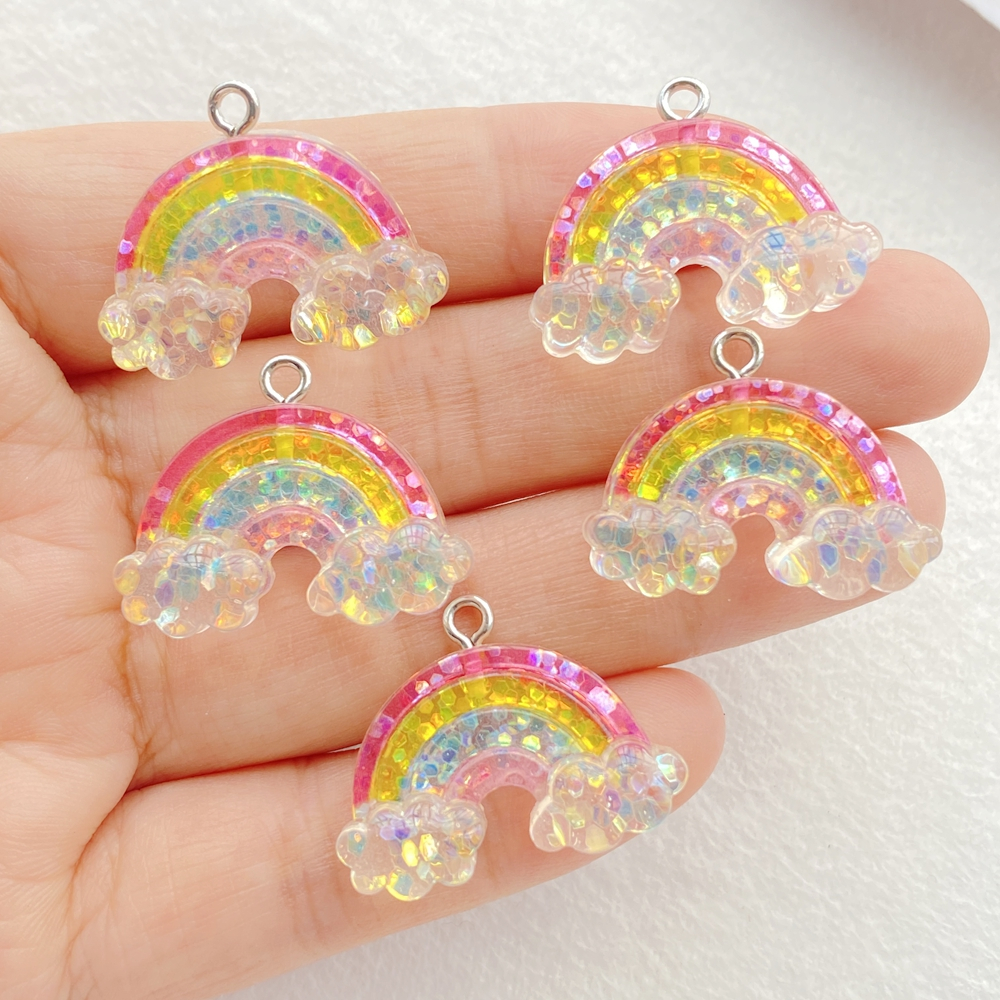 8ชิ้นvibrant Rainbowเรซิ่นจี้สําหรับเครื่องประดับDIY-ที่มีสีสันอุปกรณ์เสริมสําหรับสร้อยคอและต่างหูหัตถกรรม-เหมาะสําหรับHandmadeเครื่องประดับDesignersและหัตถกรรม