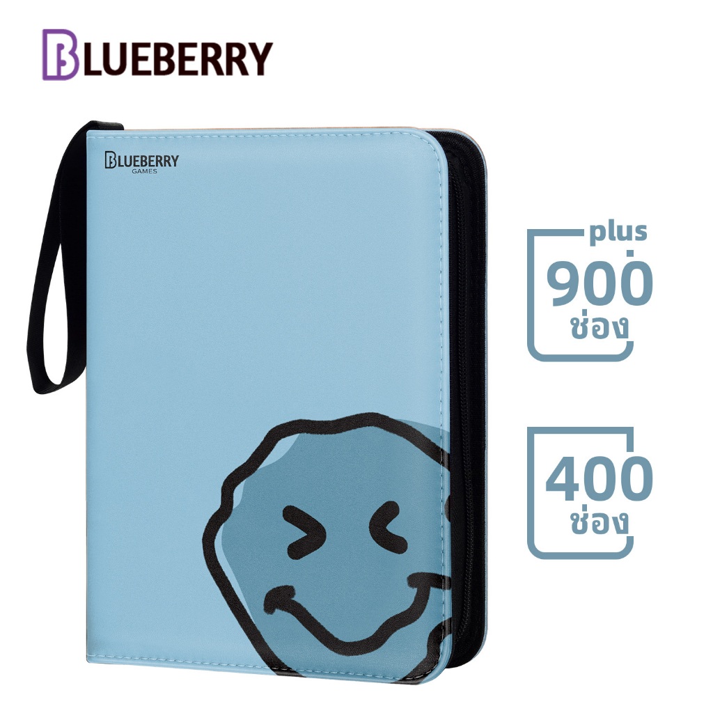 Blueberry Binder อัลบั้มซิป Lagoon หนังสีฟ้า PU 400/900 Pocket การ์ดเกาหลี การ์ดสะสม Pokemon BERYFAM
