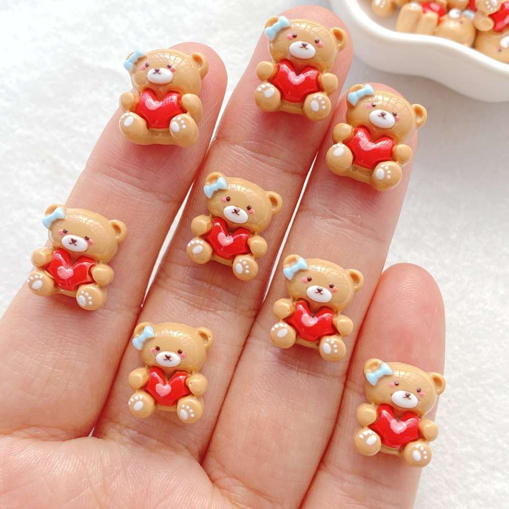 20 ชิ้นน่ารักการ์ตูนสัตว์ดูแลหมีเสน่ห์เล็บ,อุปกรณ์ทําเล็บและเครื่องประดับทํา ทําเอง สําหรับผู้หญิงและเด็กผู้หญิง