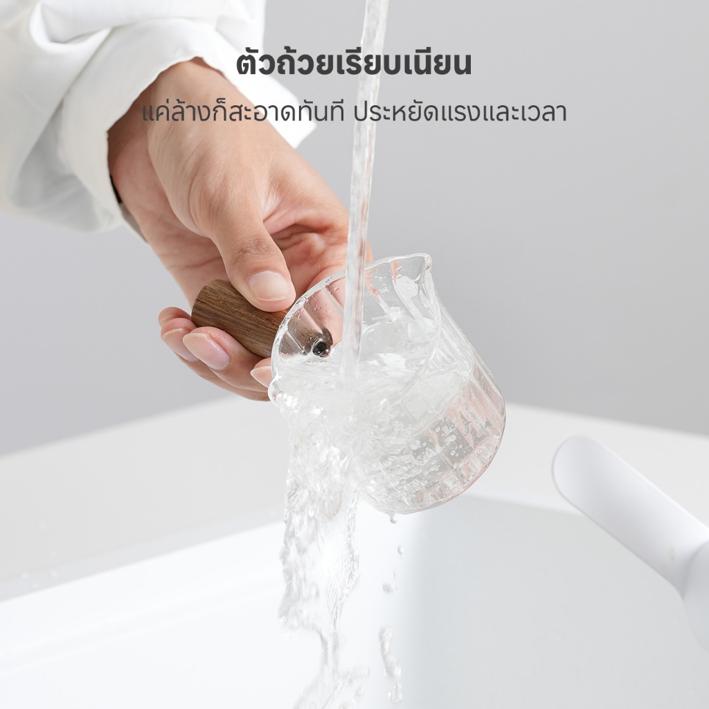 Simplus ออนซ์ถ้วยถ้วยตวงถ้วยกาแฟ 90mL แก้ว Borosilicate สูงด้ามไม้ ASBH001 - รูปที่ 5