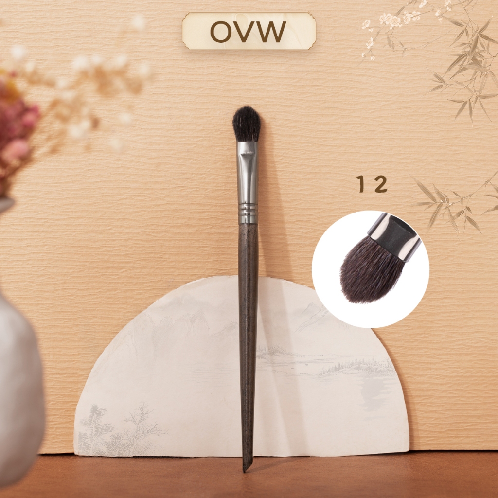 Ovw แปรงแต่งหน้าหัวแบนขนแพะ แปรงอายแชโดว์ขนาดกลาง XQ12
