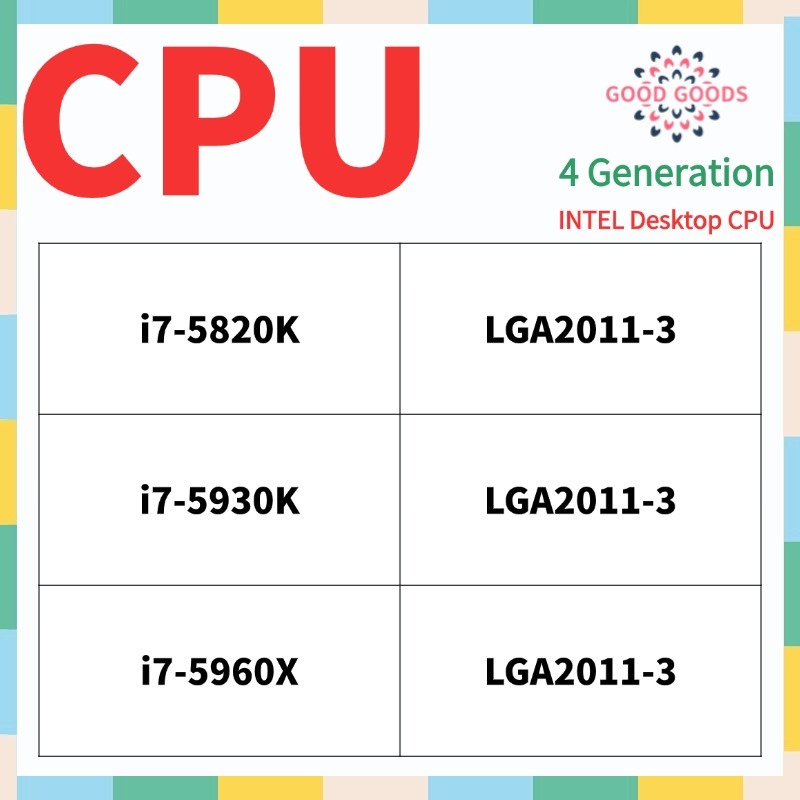 I7-5820k i7-5930K i7-5960X สี่รุ่น INTEL Core เดสก์ท็อป CPU LGA2011-3/LGA2011-V3